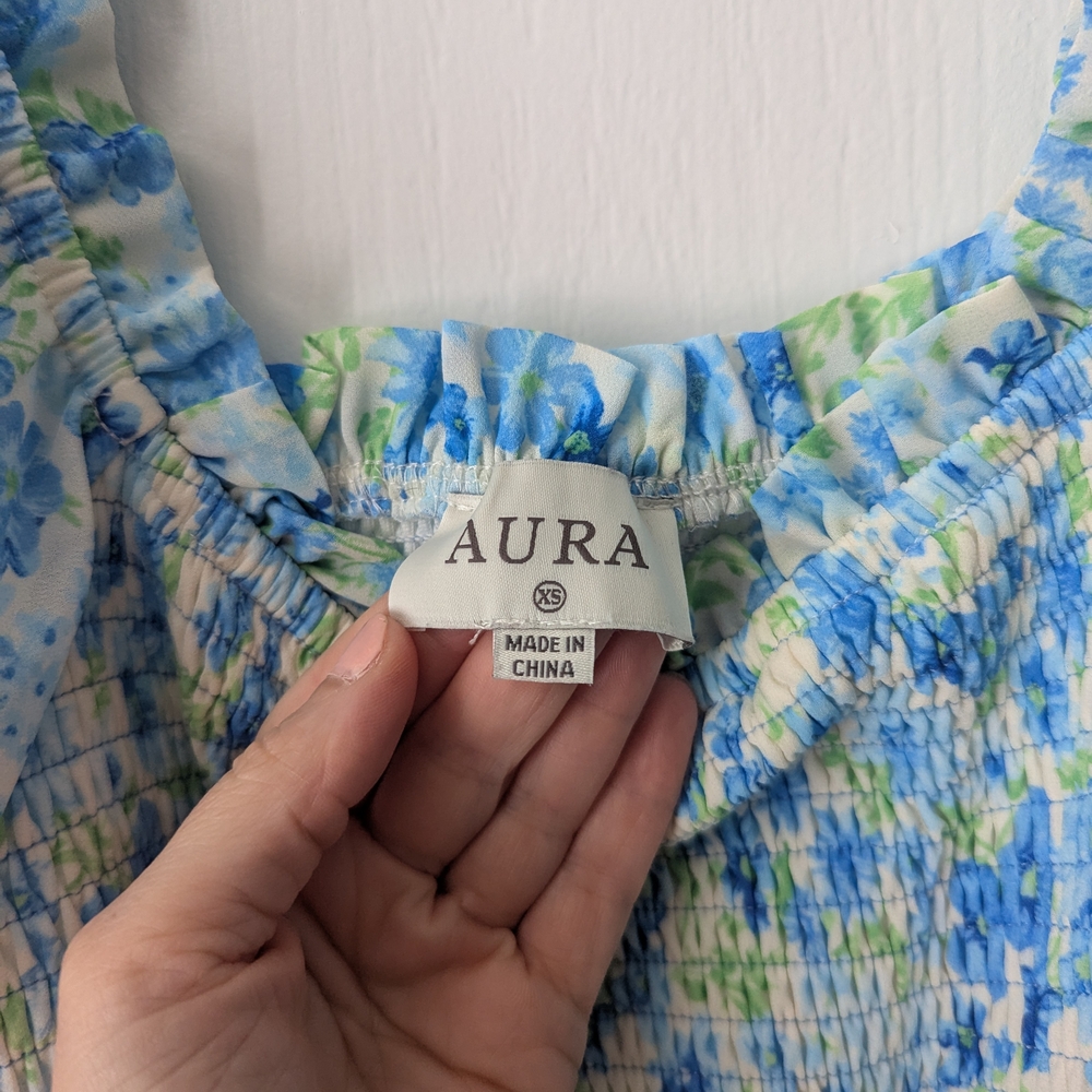 Aura Blue Puff Sleeve Maxi Dress for Weddings - Picture 3 of 4